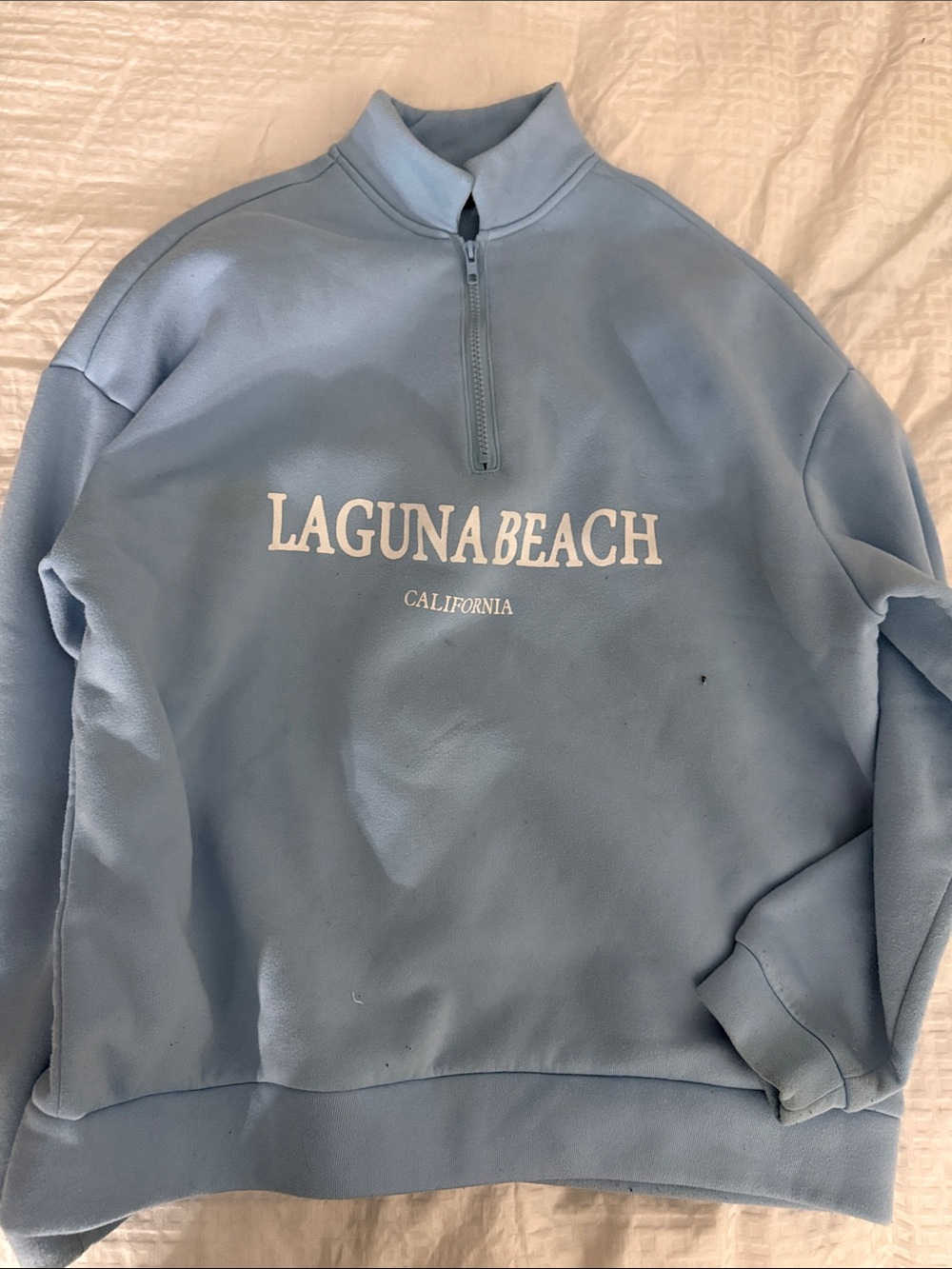 Laguna Beach California Half-Zip Sweatshirt - Light Blue